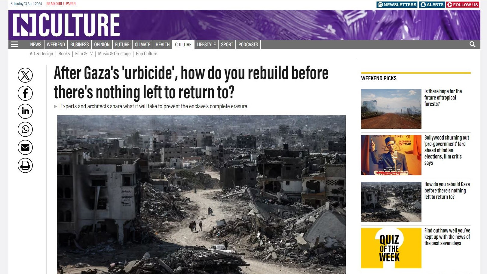 Interview about Urbicide in Gaza, The National Newspaper