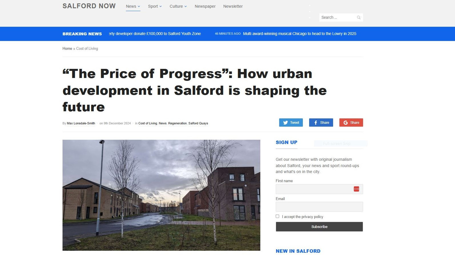 Interview about urban development and regeneration in Salford