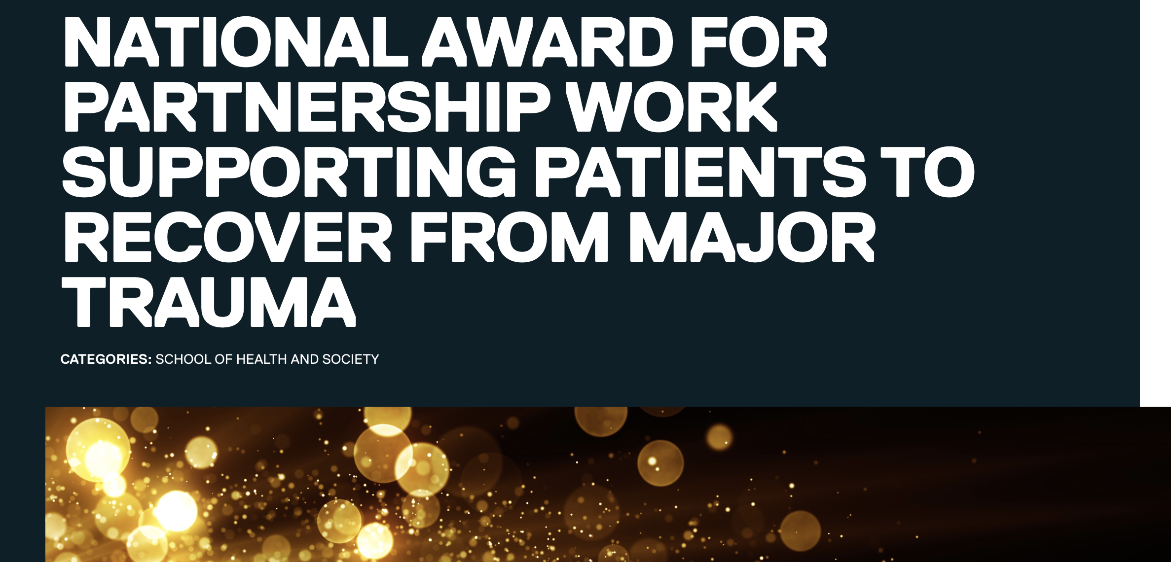 National award for partnership work supporting patients to recover from major trauma