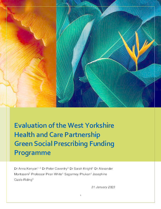 Evaluation of the West Yorkshire Health and Care Partnership Green Social Prescribing Funding Programme Thumbnail