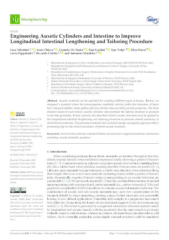 Engineering auxetic cylinders and intestine to improve longitudinal intestinal lengthening and tailoring procedure Thumbnail
