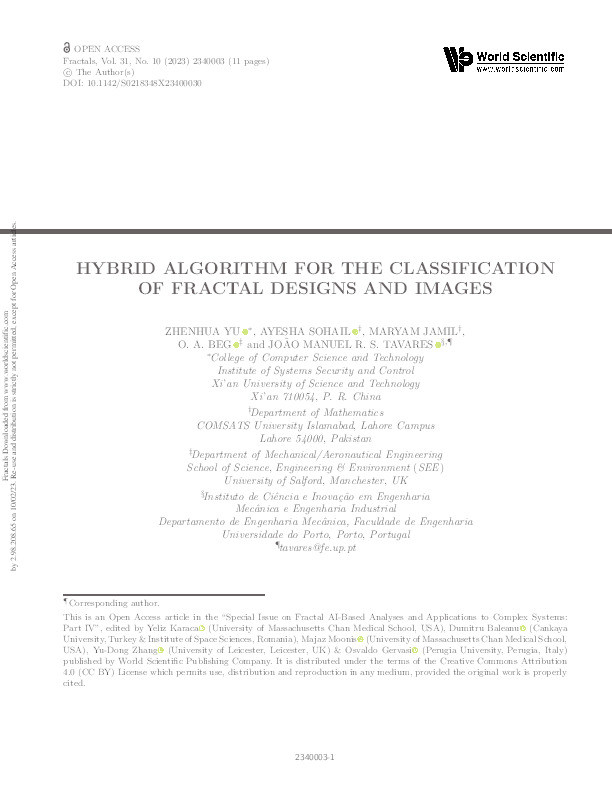 Hybrid algorithm for the classification of fractal designs and images Thumbnail