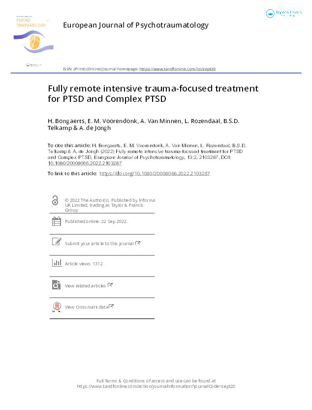 Fully remote intensive trauma-focused treatment for PTSD and Complex PTSD Thumbnail