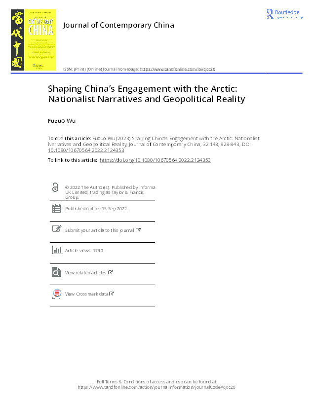 Shaping China’s Engagement with the Arctic: Nationalist Narratives and Geopolitical Reality Thumbnail