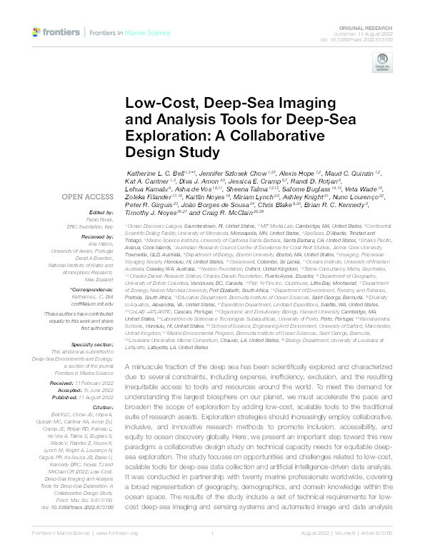 Low-cost, deep-sea imaging and analysis tools for deep-sea exploration: a collaborative design study Thumbnail