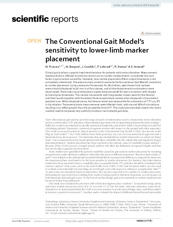 The Conventional Gait Model’s sensitivity to lower-limb marker placement Thumbnail