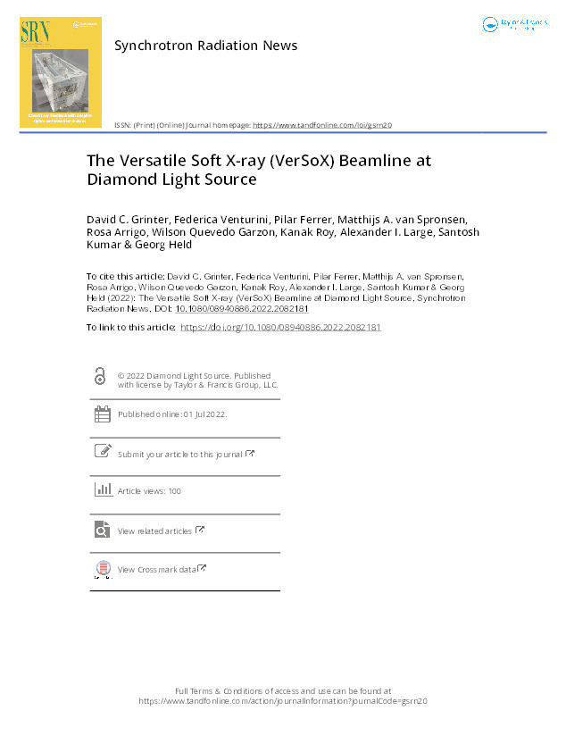 The versatile soft X-ray (VerSoX) beamline at diamond light source Thumbnail