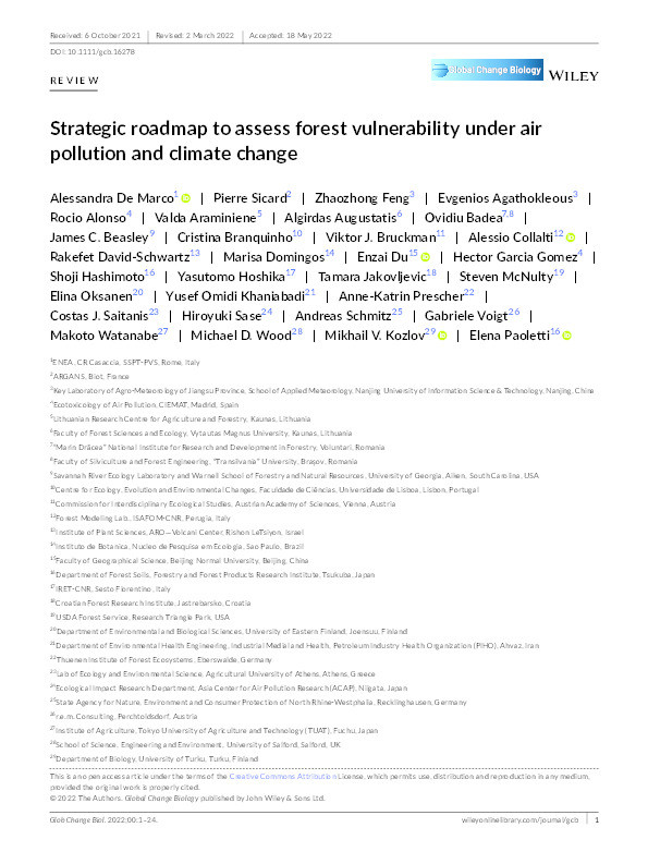 Strategic roadmap to assess forest vulnerability under air pollution and climate change Thumbnail