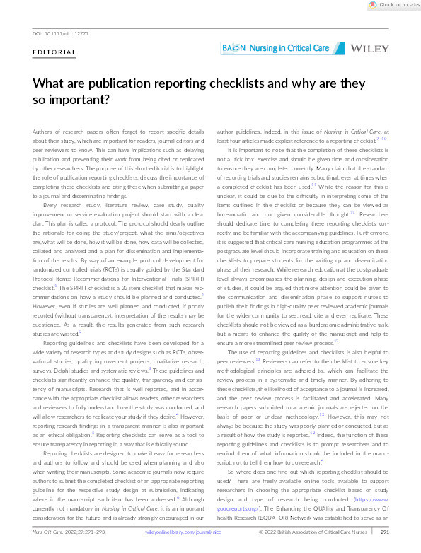 What are publication reporting checklists and why are they so important? Thumbnail