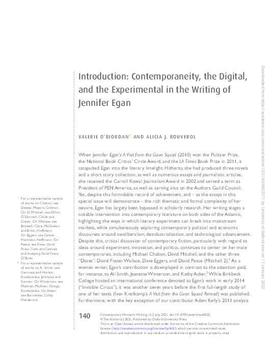Introduction : contemporaneity, the digital, and the experimental in the writing of Jennifer Egan Thumbnail
