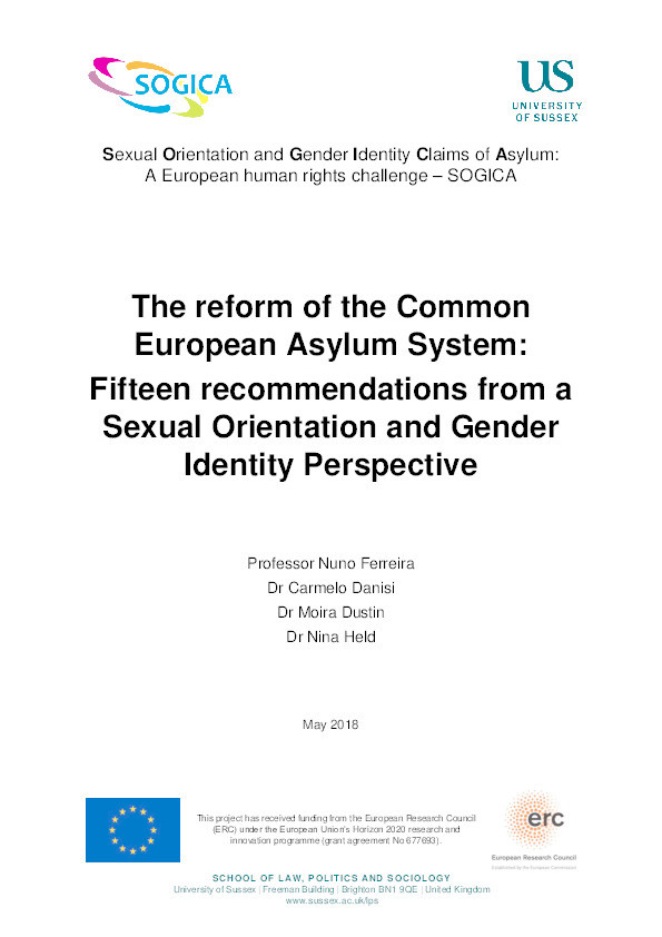 The reform of the Common European Asylum System : fifteen recommendations from a sexual orientation and gender identity perspective Thumbnail