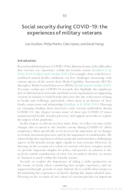 Social security during Covid-19: The experiences of  military veterans Thumbnail