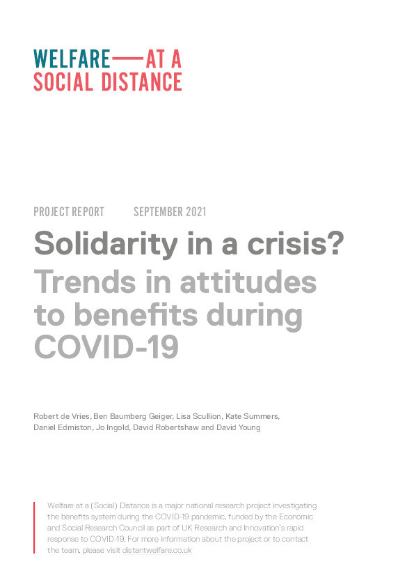 Solidarity in a crisis? Trends in attitudes to benefits during COVID-19 Thumbnail