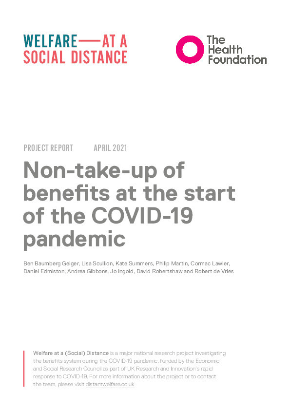 Non-take-up of benefits at the start of the COVID-19 pandemic Thumbnail
