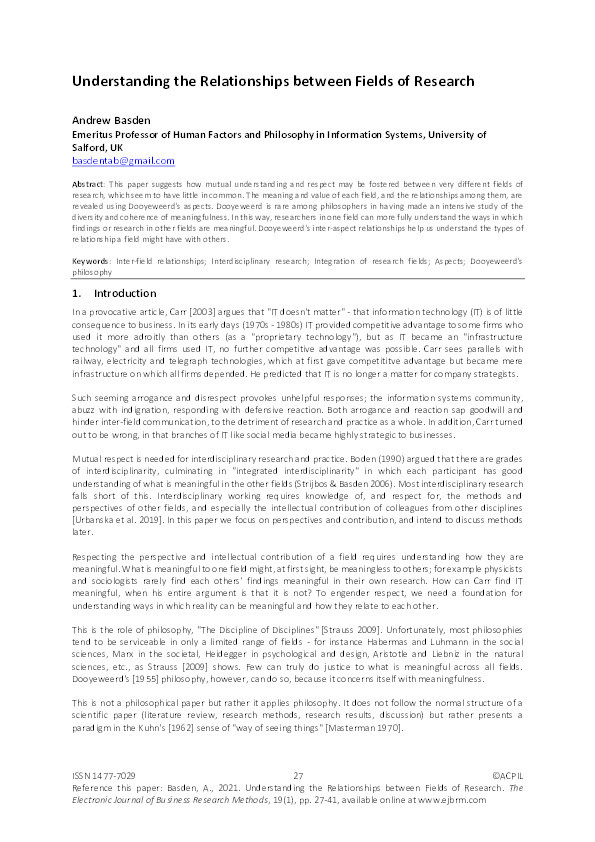 Understanding the relationships between fields of research Thumbnail