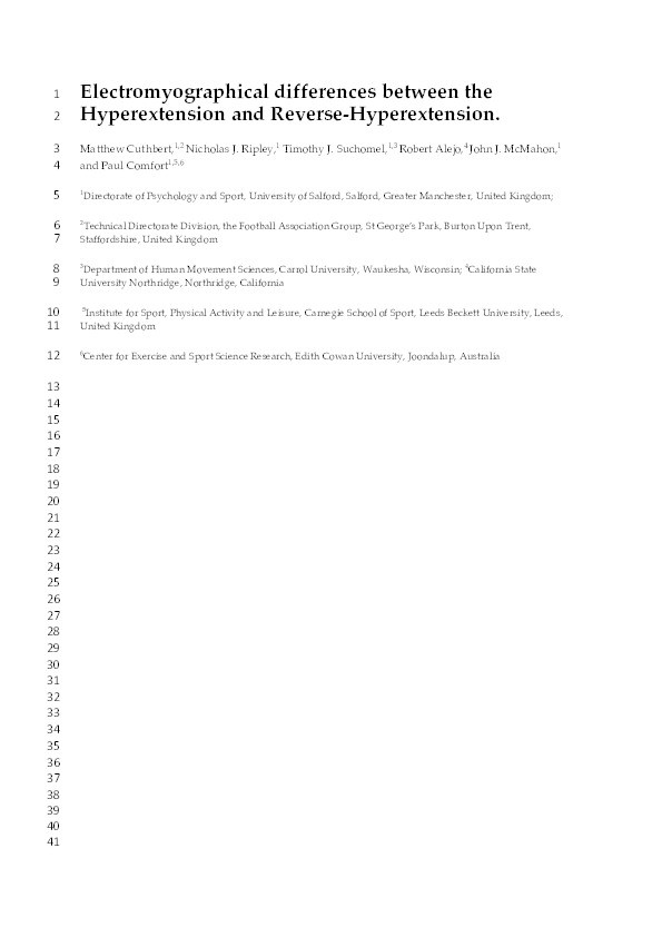 Electromyographical Differences Between the Hyperextension and Reverse-Hyperextension Thumbnail