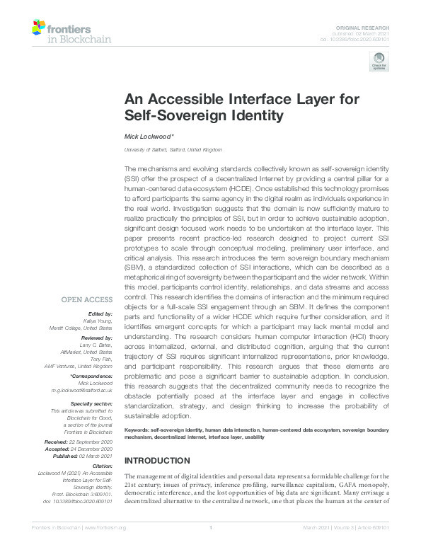An accessible interface layer for Self-Sovereign Identity Thumbnail