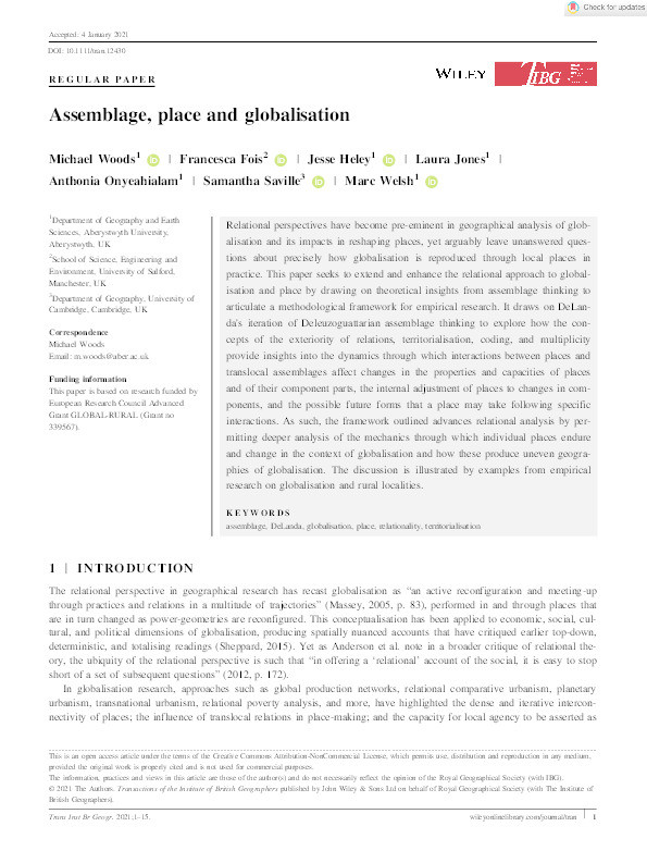 Assemblage, place and globalisation Thumbnail