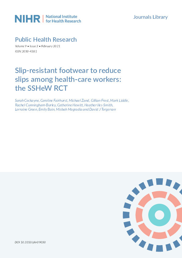 Slip-resistant footwear to reduce slips among health-care workers : the SSHeW RCT Thumbnail