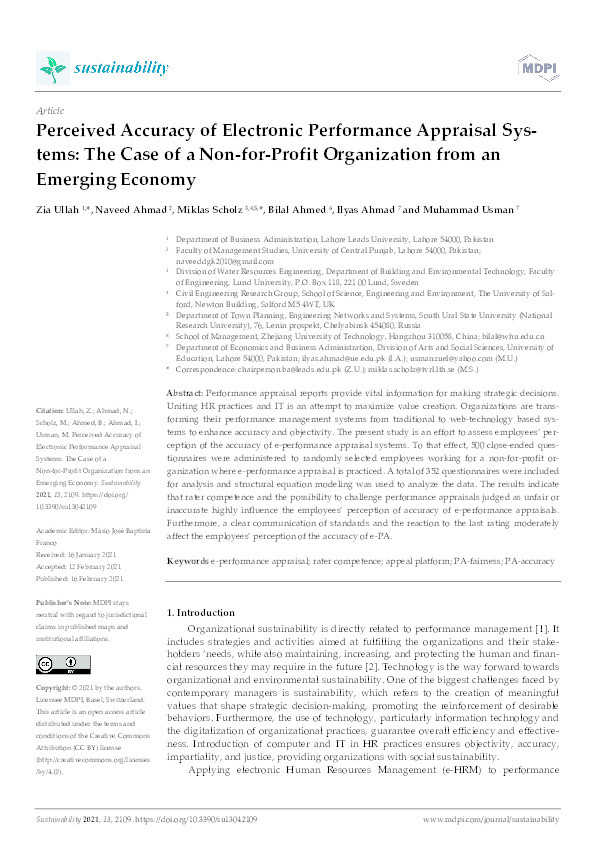 Perceived accuracy of electronic performance appraisal systems : the case of a non-for-profit organization from an emerging economy Thumbnail