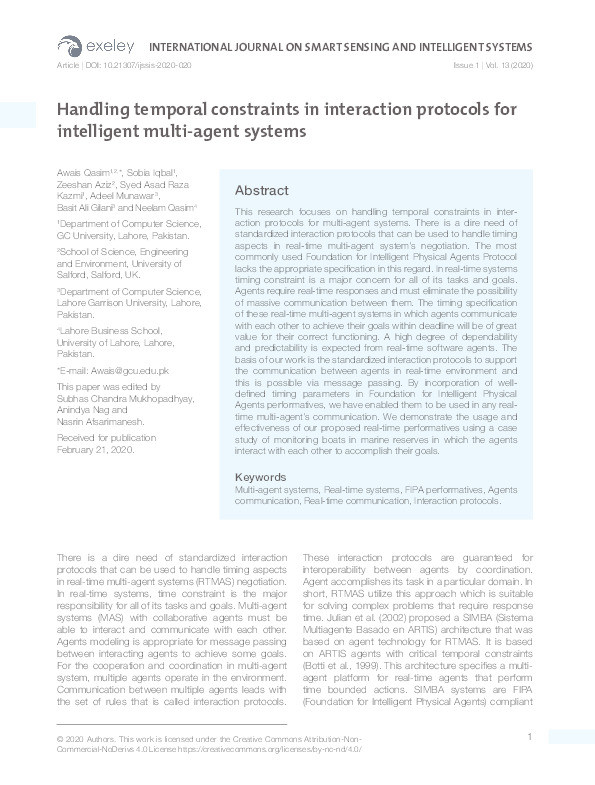 Handling temporal constraints in interaction protocols for intelligent multi-agent systems Thumbnail