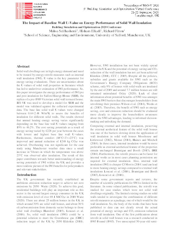 The impact of baseline wall U-value on energy performance of solid wall insulation Thumbnail