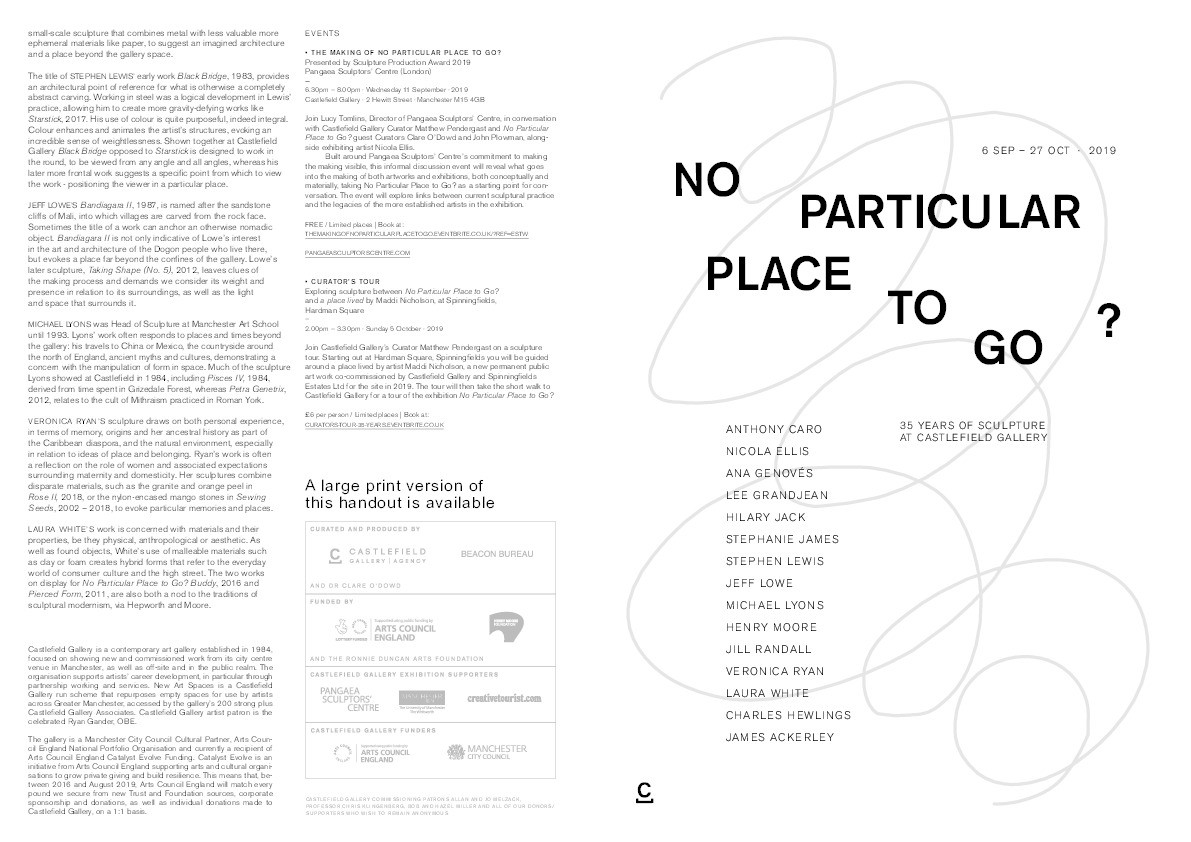 'No Particular Place To Go?'
35 Years of Sculpture at Castlefield Gallery Thumbnail