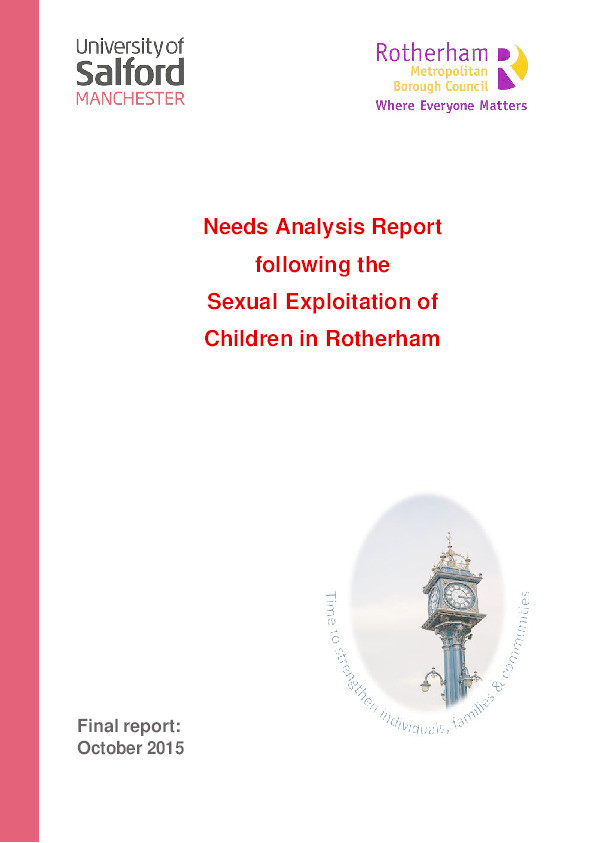 Needs analysis report following the sexual exploitation of
children in Rotherham Thumbnail