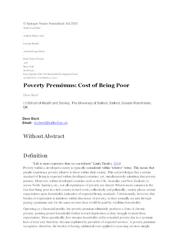 Poverty premiums : cost of being poor Thumbnail