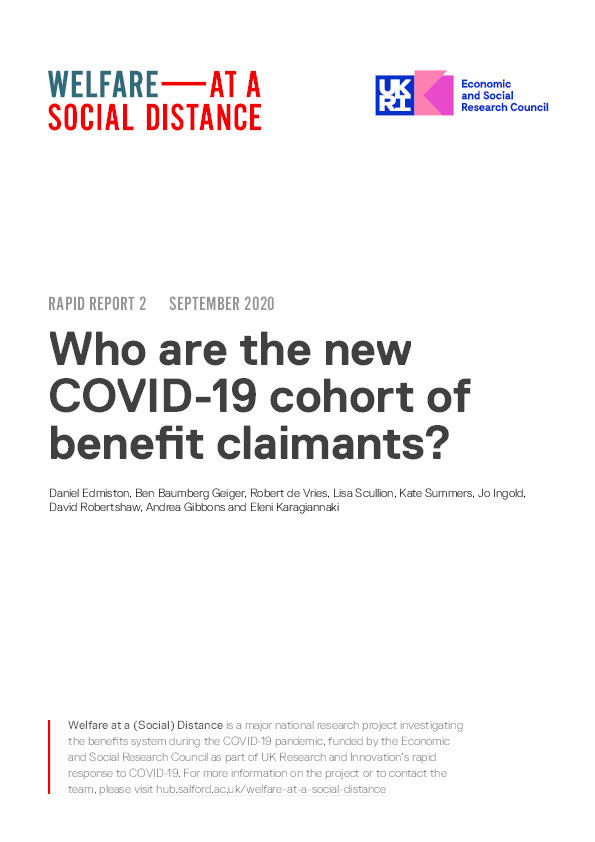 Who are the new COVID-19 cohort of benefit claimants? : Welfare at a (Social) Distance Rapid Report #2 Thumbnail