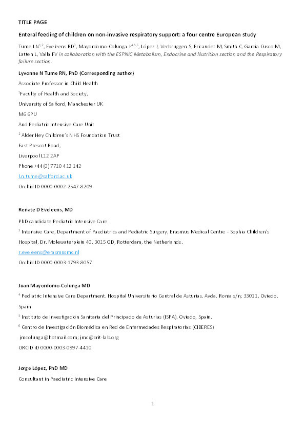 Enteral feeding of children on noninvasive respiratory support : a four-centre European study Thumbnail