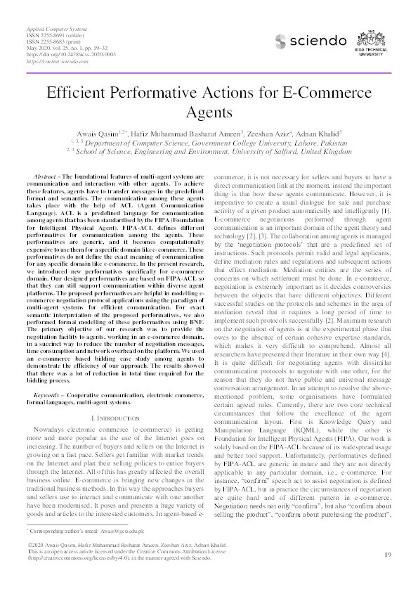 Efficient performative actions for e-commerce agents Thumbnail