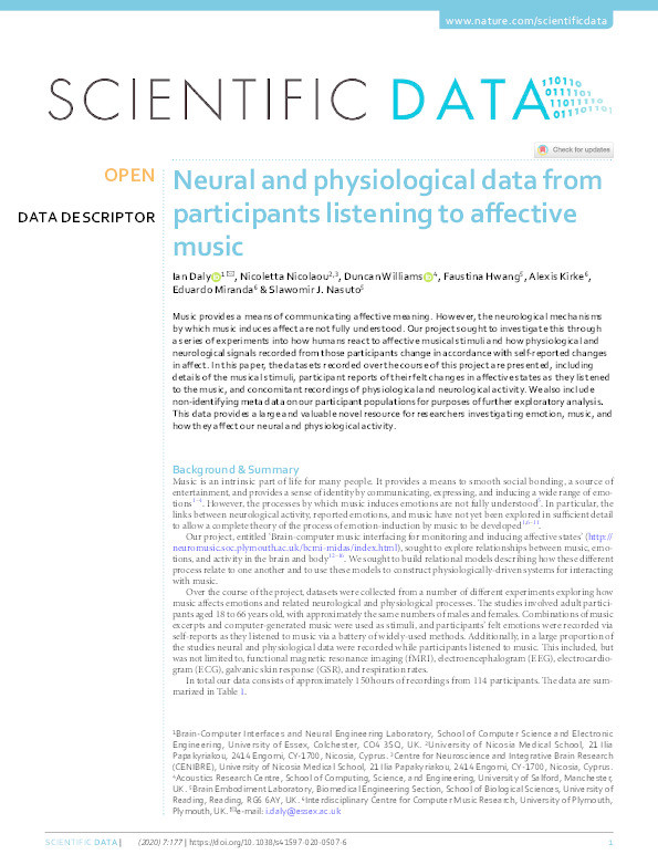 Neural and physiological data from participants listening to affective music Thumbnail