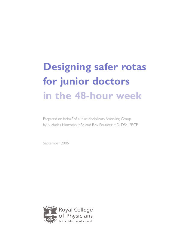 Designing safer rotas for junior doctors in the 48-hour week Thumbnail