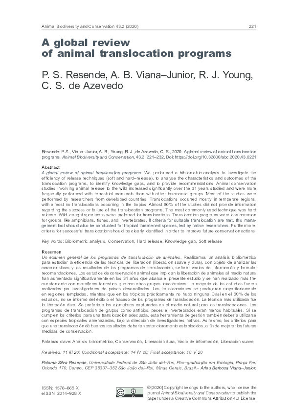 A global review of animal translocation programs Thumbnail