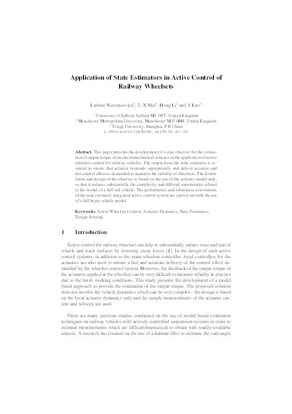 Application of state estimators in active control of railway wheelsets Thumbnail