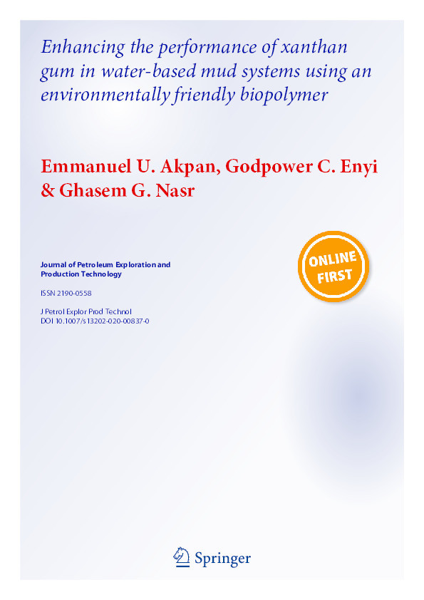 Enhancing the performance of Xanthan gum in water-based mud systems using an environmentally friendly biopolymer Thumbnail