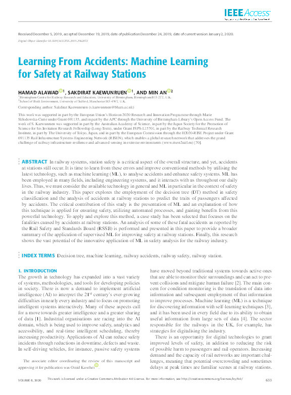 Learning from accidents : machine learning for safety at railway stations Thumbnail