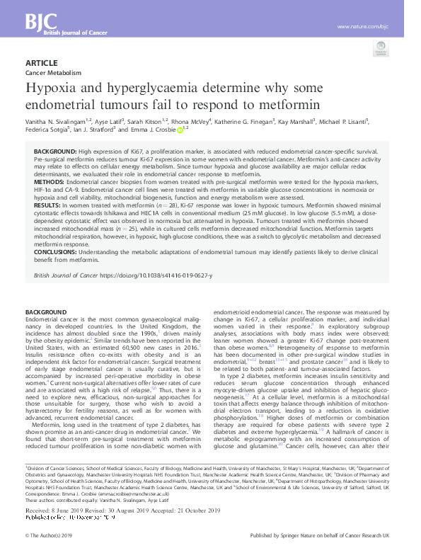 Hypoxia and hyperglycaemia determine why some endometrial tumours fail to respond to metformin Thumbnail