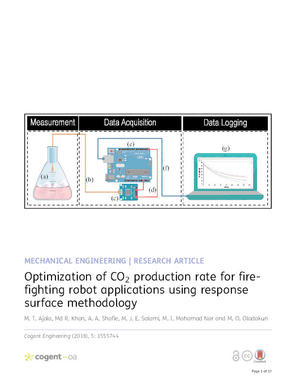 Optimization of CO2 production rate for firefighting robot applications using response surface methodology Thumbnail