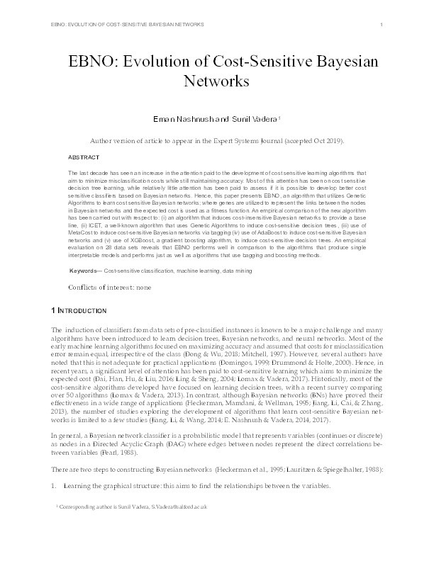 EBNO : evolution of cost-sensitive Bayesian networks Thumbnail