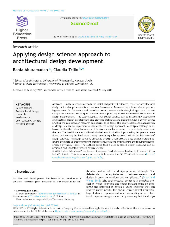 Applying design science approach to architectural design development Thumbnail