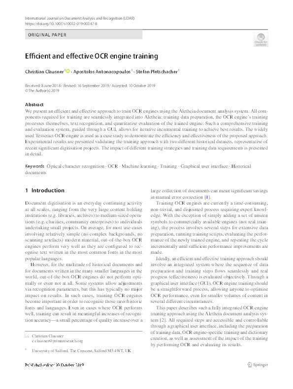 Efficient and effective OCR engine training Thumbnail