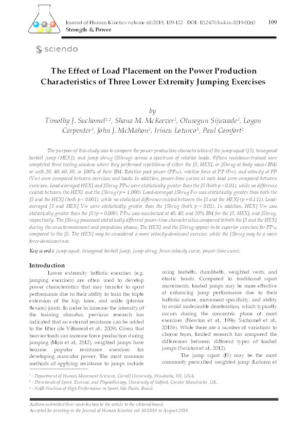 The effect of load placement on the power production characteristics of three lower extremity jumping exercises Thumbnail