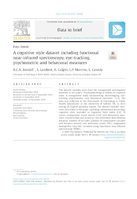 A cognitive style dataset including functional near-infrared spectroscopy, eye-tracking, psychometric and behavioral measures Thumbnail