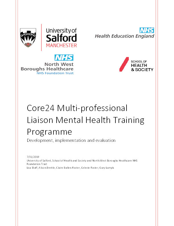 Core24 multi‐professional liaison mental health training programme : development, implementation and evaluation Thumbnail