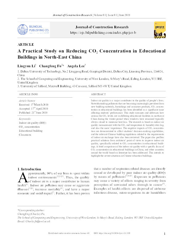 A practical study on reducing CO2 density in educational buildings in North-East China Thumbnail