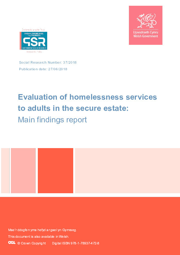 Evaluation of homelessness services to adults in the secure estate Thumbnail
