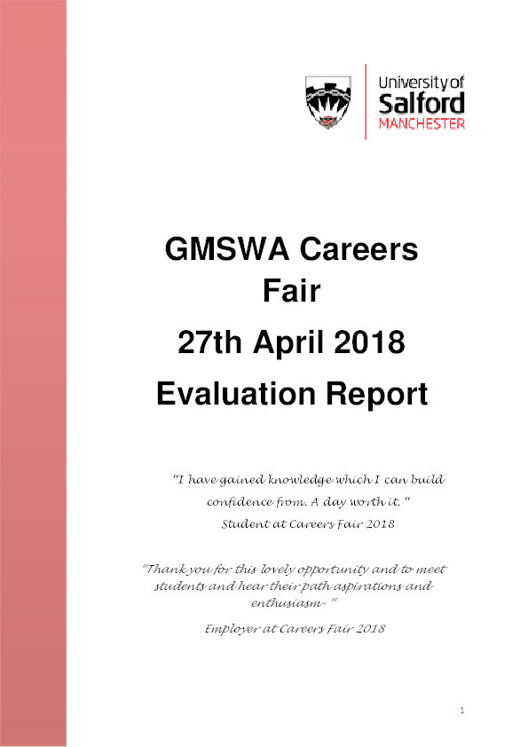 Greater Manchester Social Work Academy (GMSWA) careers fair 27th April 2018 evaluation report Thumbnail
