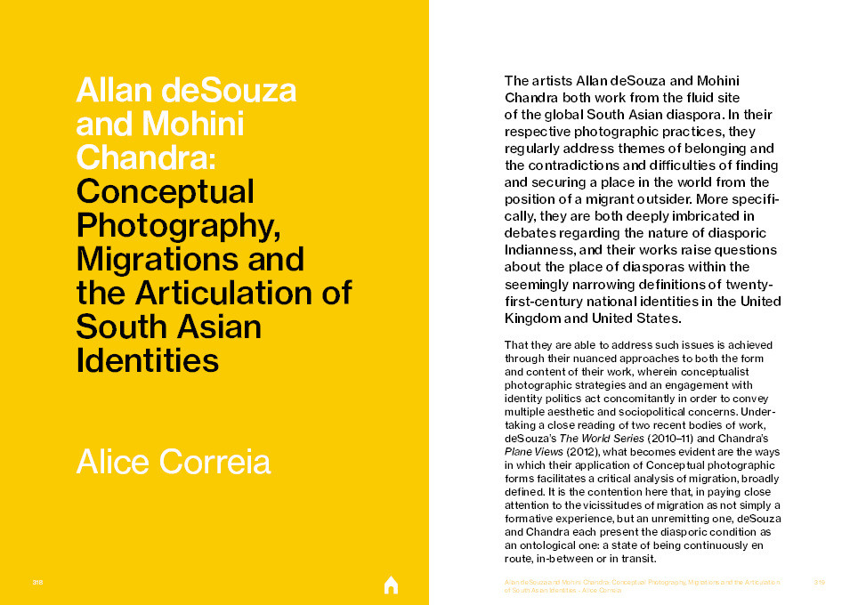 Allan deSouza and Mohini Chandra : conceptual photography, migrations and the articulation of South Asian identities Thumbnail